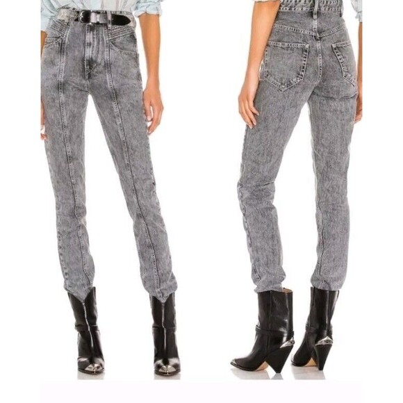 New Isabel Marant Hominy Trousers Jean Lilac Washed Gray Size 40 US 8 - Picture 2 of 10